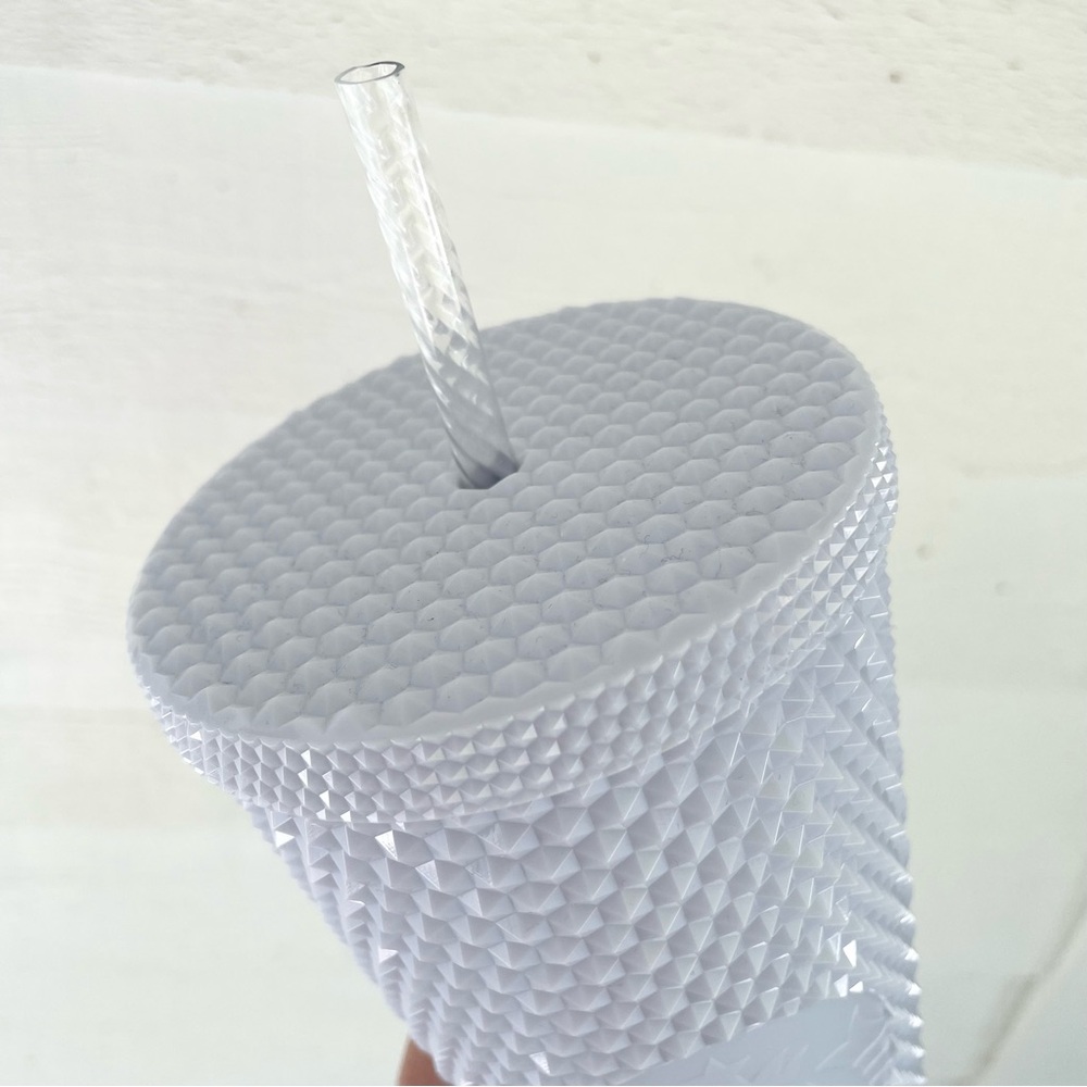 Starbucks White Glossy Studded Bling Venti Tumbler Cup NWT - Picture 2 of 4